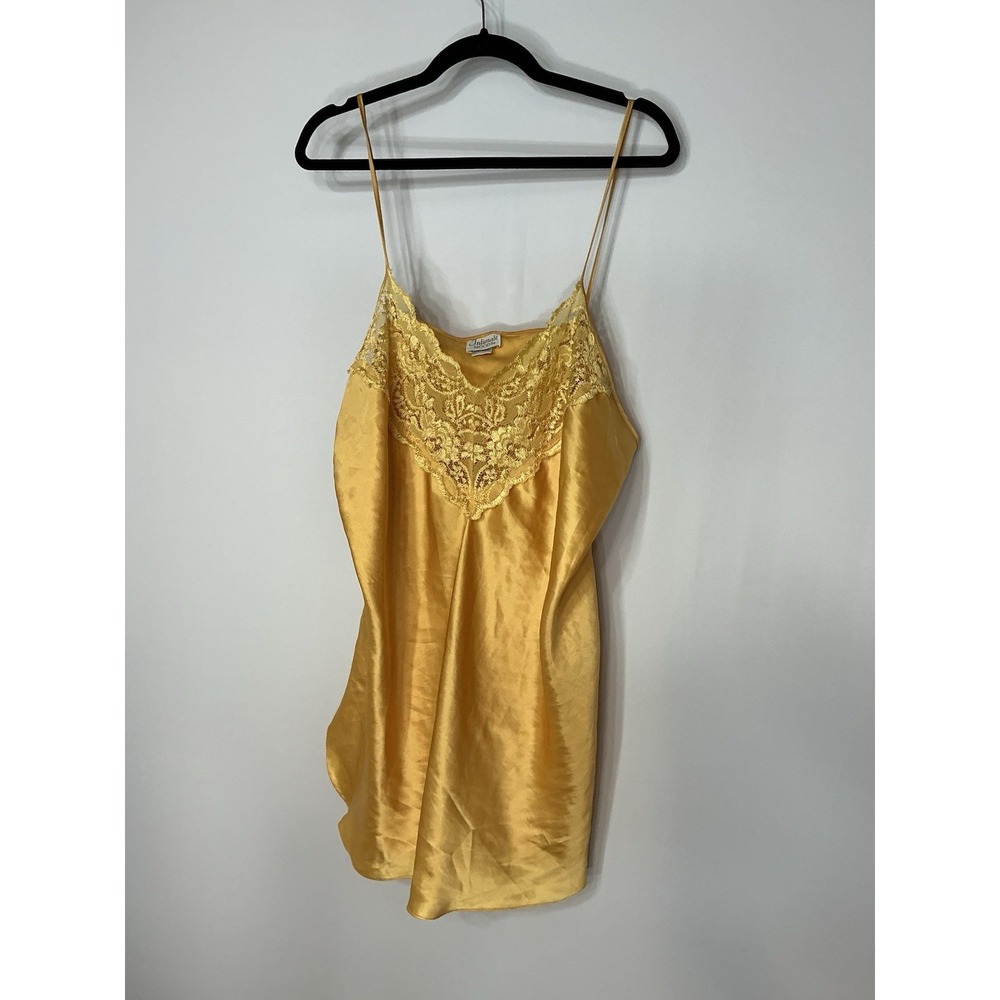Vintage Intimate Moods Yellow/Gold Satin Lingerie Dress Sz: 3X